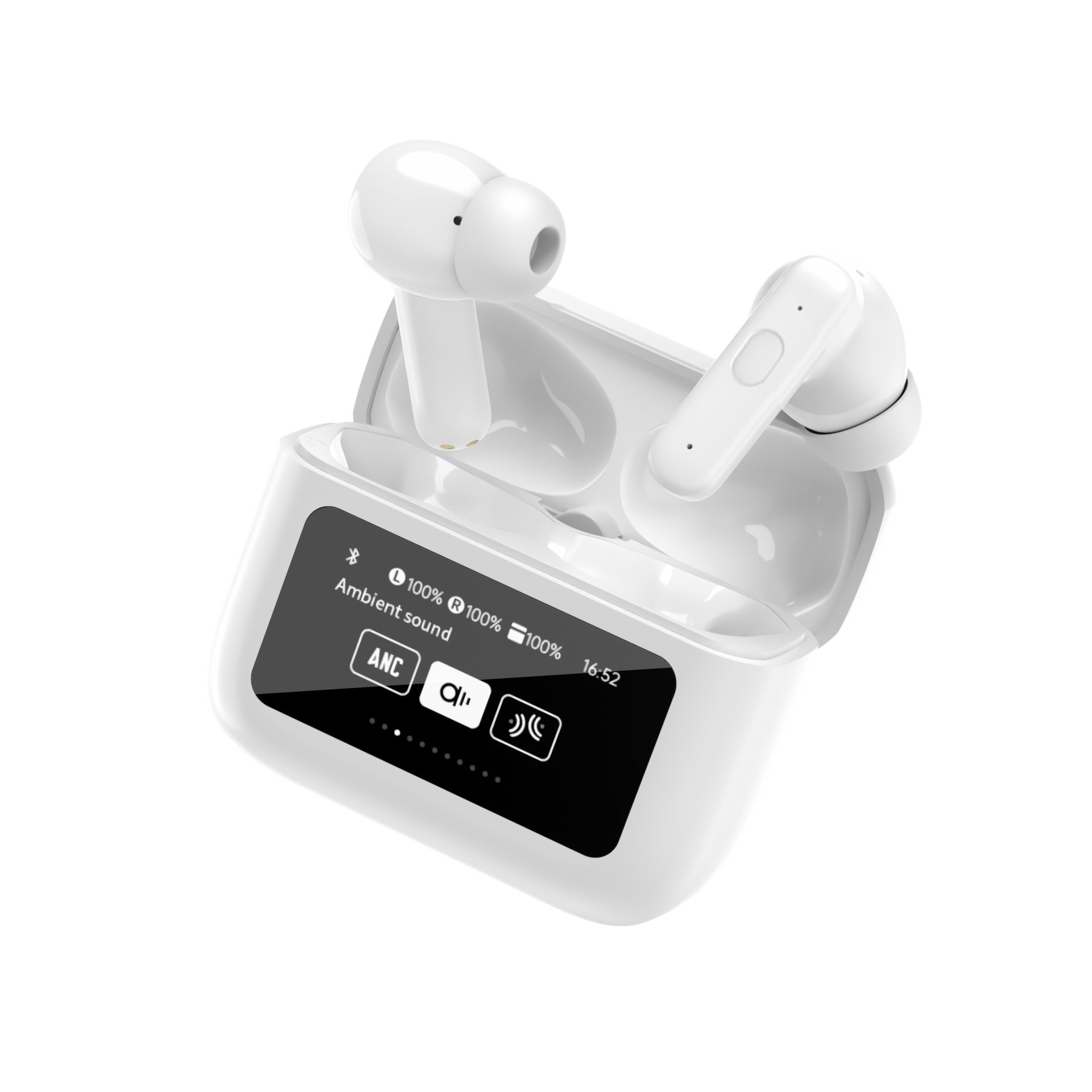 2024 Touch Screen High Quality ANC ENC Wireless Earphones Hifi Stereo V5.4 Waterproof Earphones with ANC & ENC Function