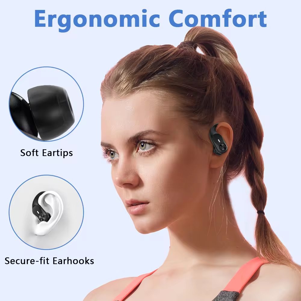 T60 Bluetooth Headset 80 Hours Gaming Wireless Charging Box With Earhook Digital Display Stereo Sports Headset