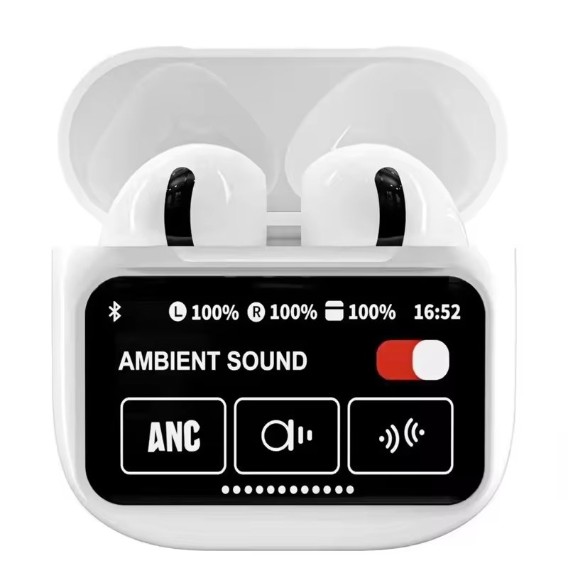 ANC Earphone LCD Full Touch Screen Wireless Earbuds In Ear Waterproof TWS Gaming 16 Languages Headset HD Screen Headphone A11PRO
