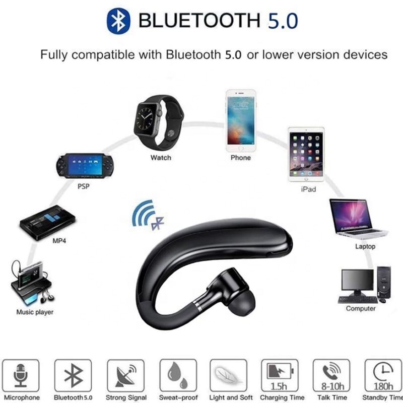 S109 V5.0 Bluetooth Wireless Earphone Earhook Handsfree Calling Headset Earbuds Long Standby Sports Stereo Headphone Auriculares