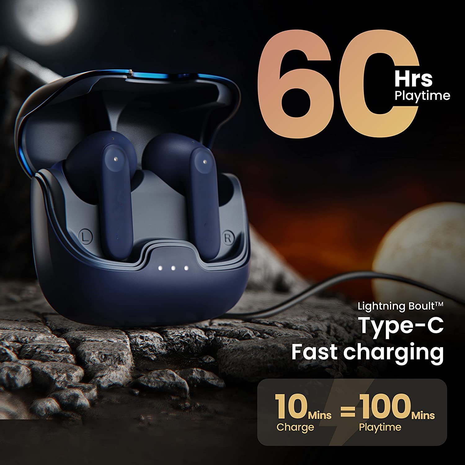 Boult TWS ENC Noise Cancelling Ture Wireless Earbuds Large Battery Double Single Side Use Fast Charging Bt 5.4