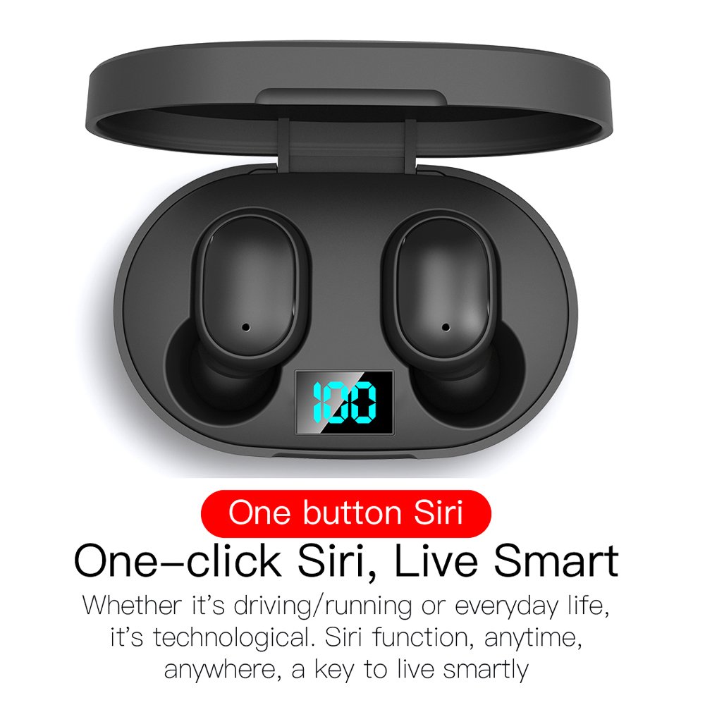 E6S TWS LED Display Wireless 6D Stereo Earbuds IPX5 Waterproof Earphones Noise Canceling Ear Buds in-Ear Stereo Headphones