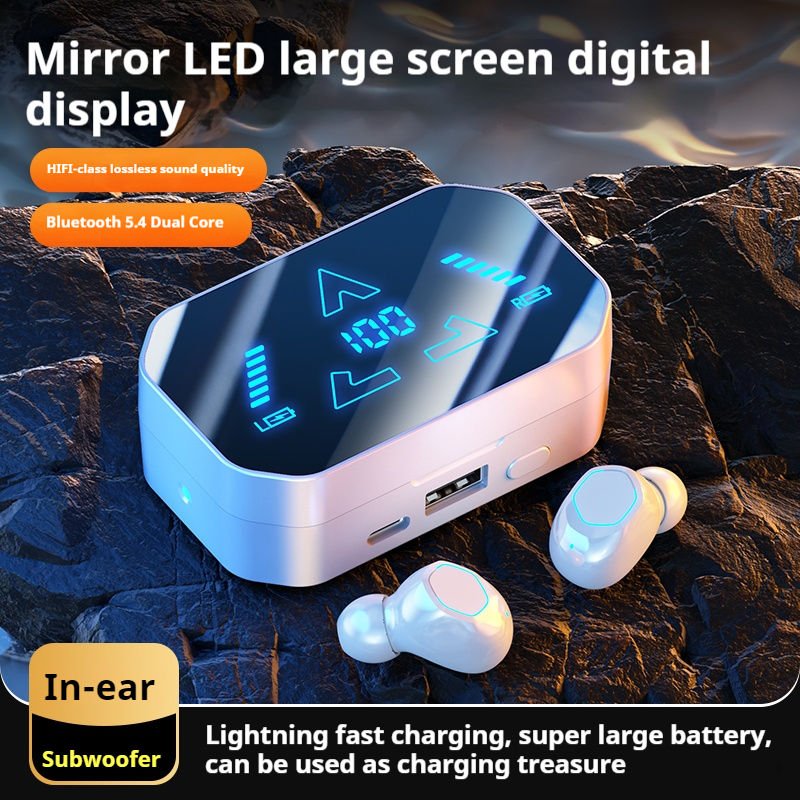 Eraysun M49 LED Display TWS Earbuds with Power Bank Function True Wireless Stereo In-ear Earphones Waterproof Gaming Headphones
