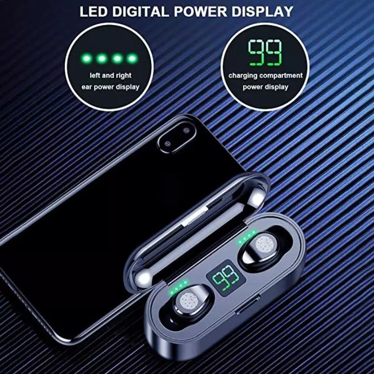 LED Display TWS F9 F9-5 Wireless 5.0 Earbuds 3D Stereo Waterproof Sports Noise Cancelling Earphone