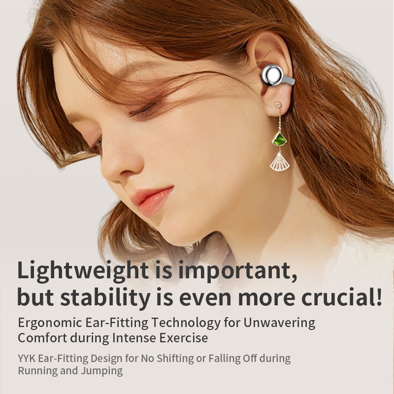 Hot Sale YYK-Q69 V5.3 Earphone TWS Wireless On Ear Earbud With LED Soft rubber clip ear Noise Cancelling Headphones Headset