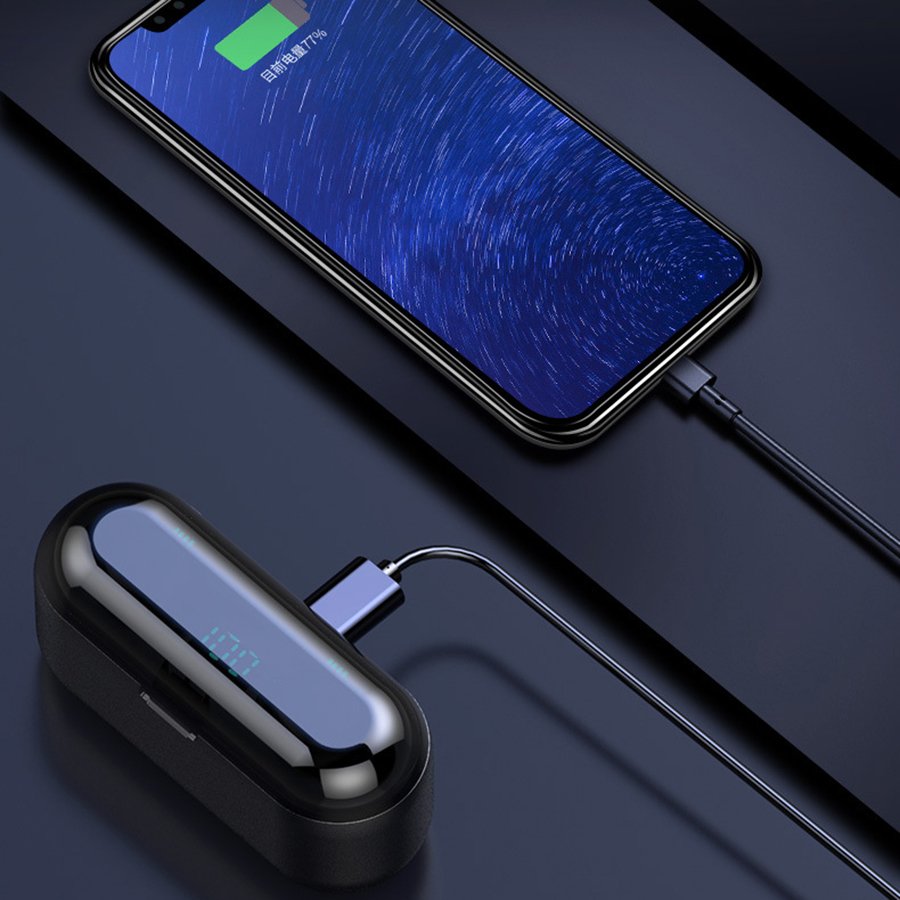 TWS wireless earphones f9 touch earbuds noise canceling earphone 2000mah charging box LED display hands free