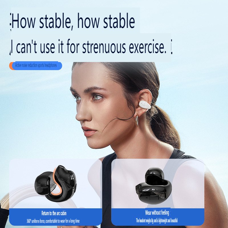 Best-Selling Sports Gaming Wireless Headset Clip-On Design Single Ear Noise Cancelling TWS Earphones Apple Chipset Power 30 Days