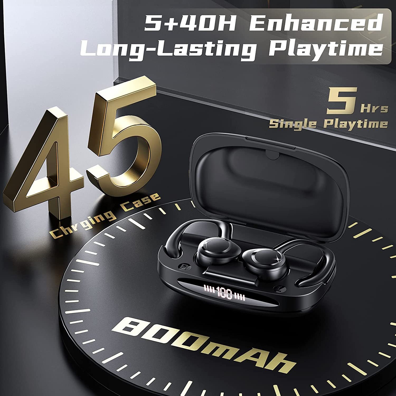 Amazons Best Seller List S17 TWS Earphones Wireless with Earhooks Custom Logo Earbuds ENC Noise Cancellation LED Display Headset