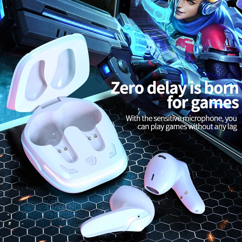 High Quality White Bluetooth Headphone Earphone F69 TWS Noise Cancelling Super Long Standby Game Headset Factory Price