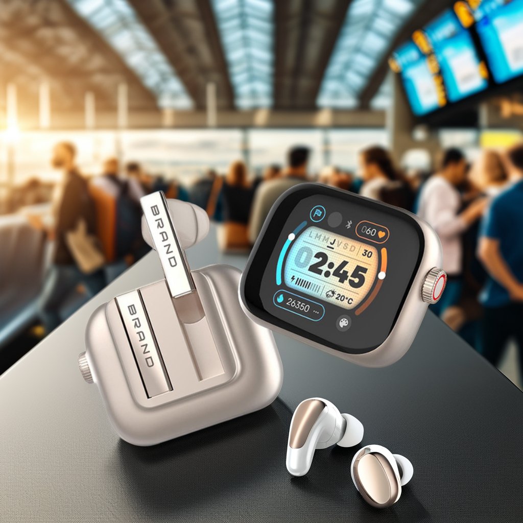 Full Touchscreen True Wireless V5.3 ENC ANC Noise Cancelling TWS Earphones With Digital Display Clock