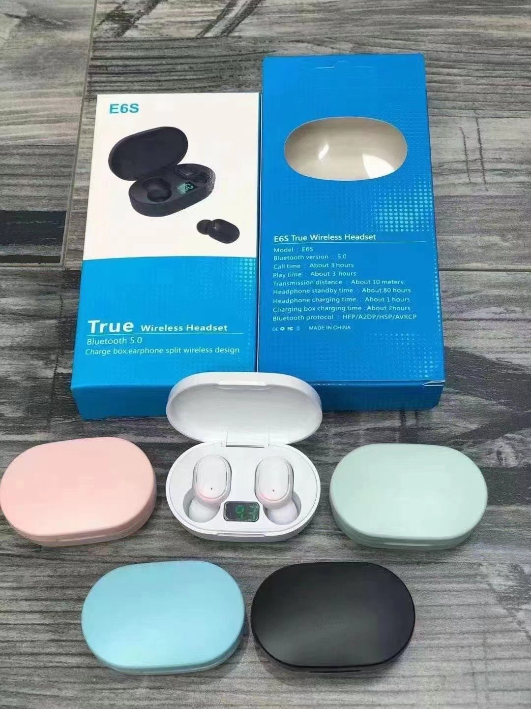E6S TWS Wireless Earbuds Stereo Headset 5.0 Stereo Headphones Sport Noise Cancelling Mini EarphoneA6s Gaming In-ear Earphone E6s