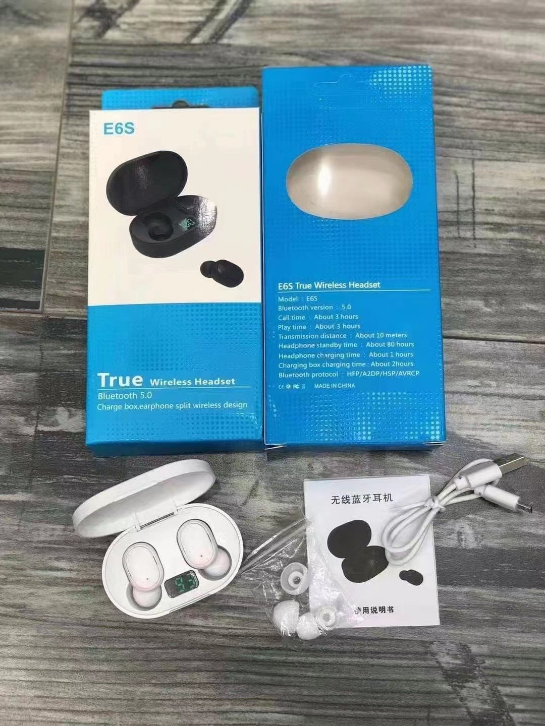 E6S TWS Wireless Earbuds Stereo Headset 5.0 Stereo Headphones Sport Noise Cancelling Mini EarphoneA6s Gaming In-ear Earphone E6s