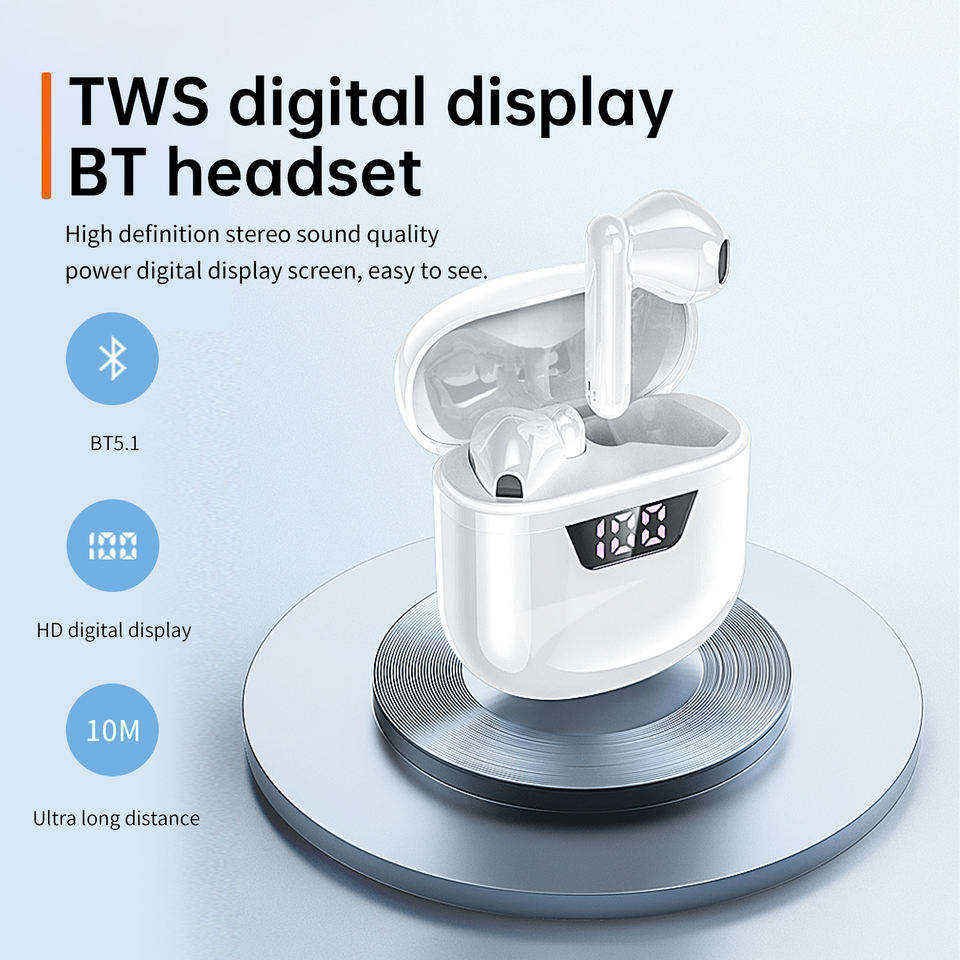 High quality mini size wireless earplugs battery large capacity indicator bass music and sound earphones for exercise