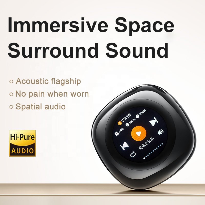 2024 New CT11 Color Screen Multi-function Earphones Clip-on Sports Earbuds with Memory Card and AI Noise Cancelling Technology