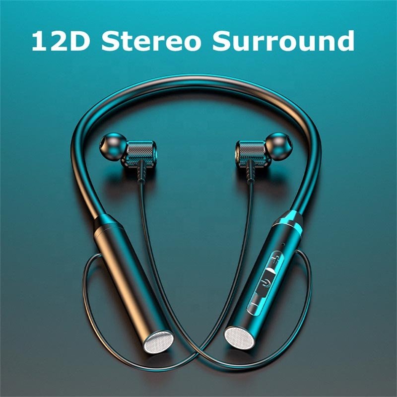 Wireless Neckband Headphones V5.2 Stereo Sports Waterproof Earbuds Bluetooth Compatible Headset for Outdoor Running Exercising