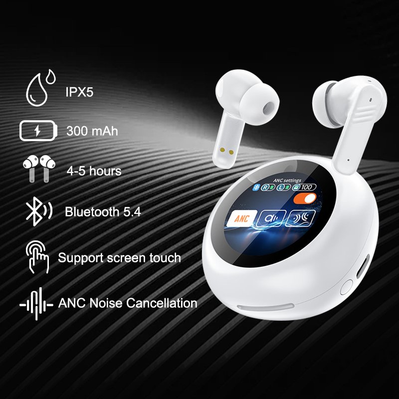 Factory tws earbuds ANC active noise cancelling in-ear earbuds earphones LED touch screen HiFi Stereo Sports wireless earphones