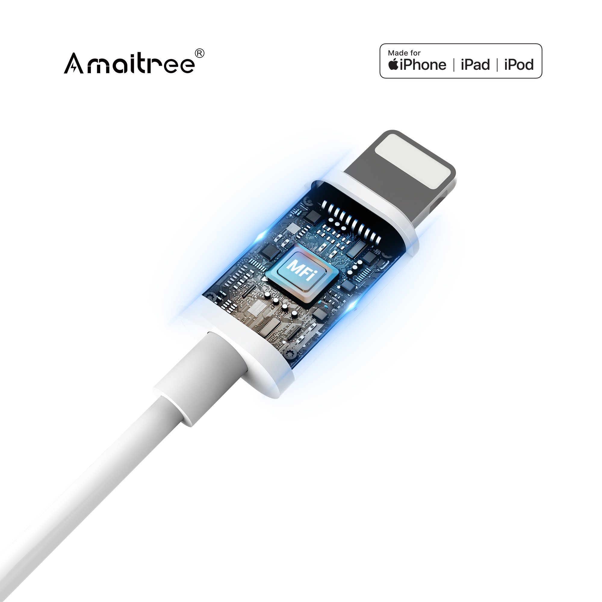Amaitree Best selling Earphones Wired 1.2m MFi High Bass In ear Wired Earphone Headphones Earbuds for iphone