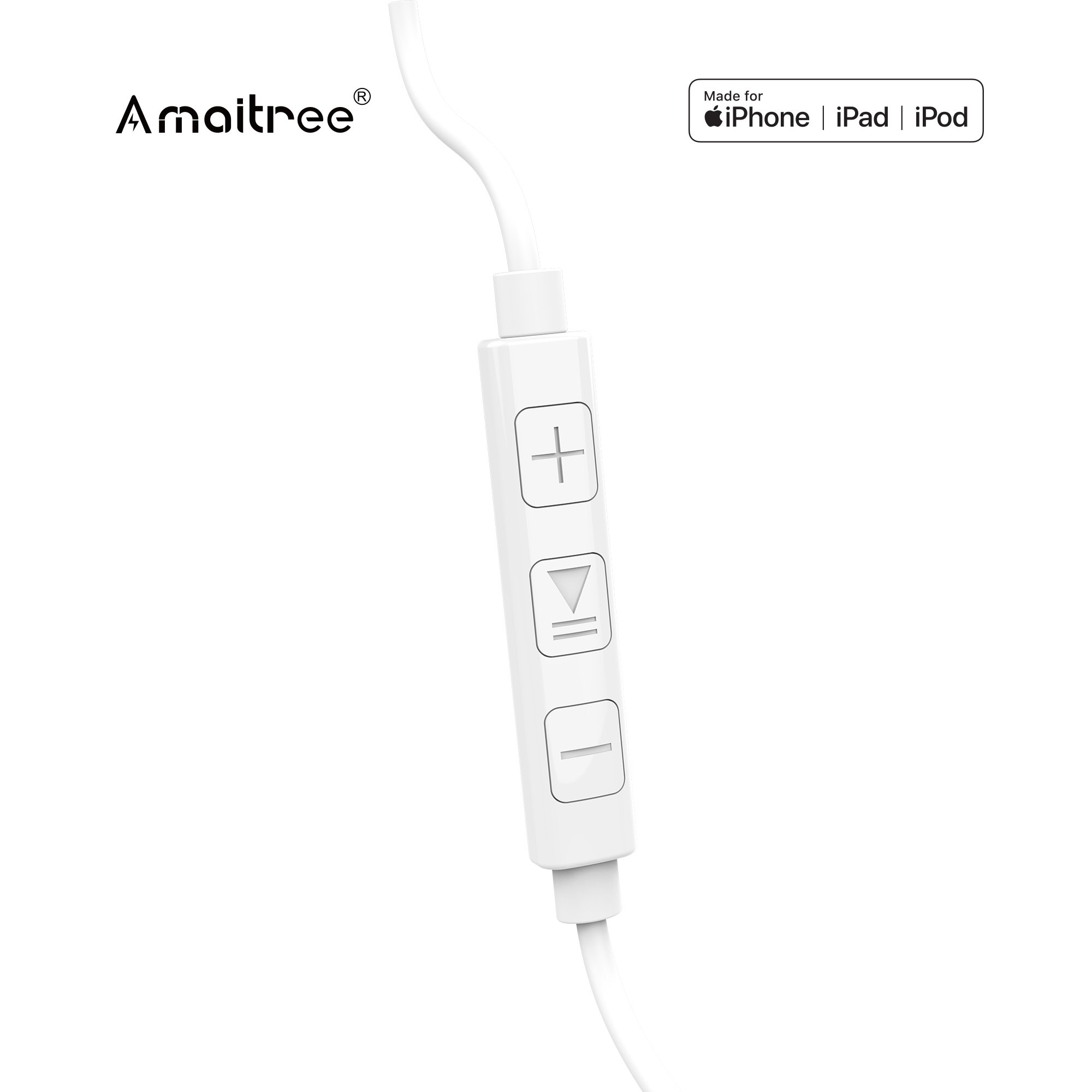 Amaitree Best selling Earphones Wired 1.2m MFi High Bass In ear Wired Earphone Headphones Earbuds for iphone