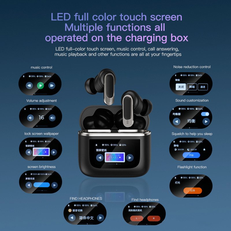 2024 Newest V8 For JBL Earphones LCD Touch Screen Wireless Earphones With Noise Cancelling Sport V8 Earbuds