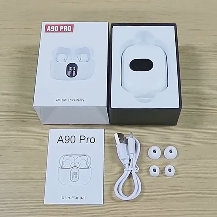Newest ANC A90 Headphones True Wireless Earbuds active noise cancel LED Power Display Earphones IPX4 earphone