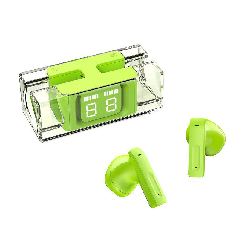 Popular E90 Transparent Wireless Earphones Digital Display Gaming Tws In-Ear Earphones