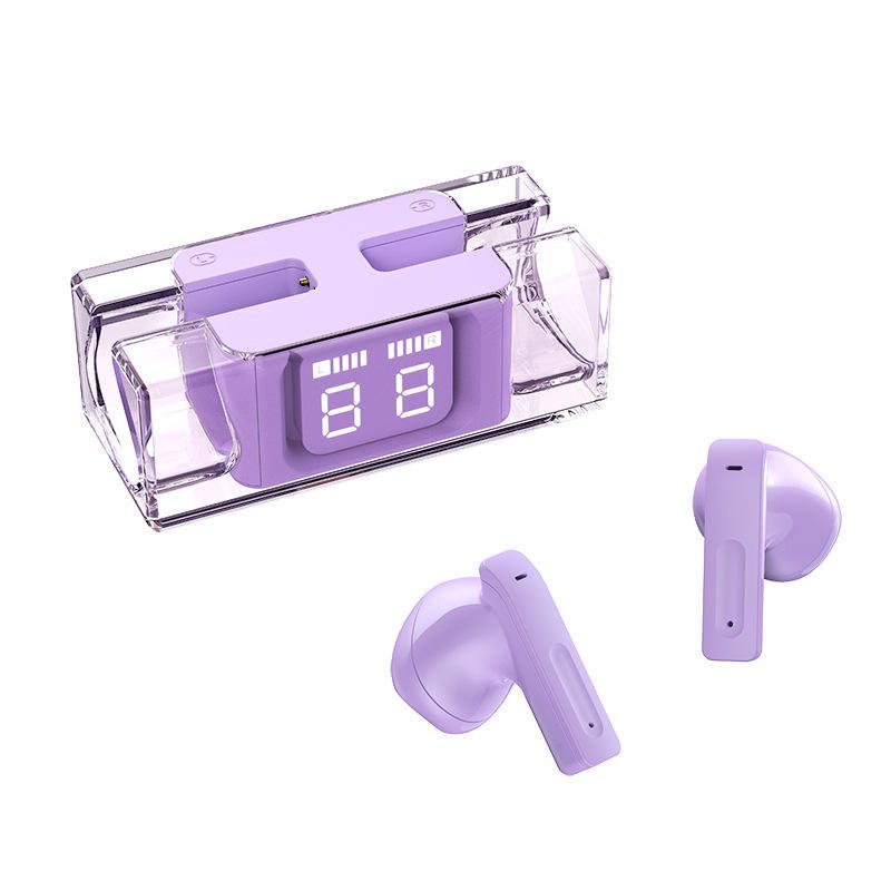 Popular E90 Transparent Wireless Earphones Digital Display Gaming Tws In-Ear Earphones