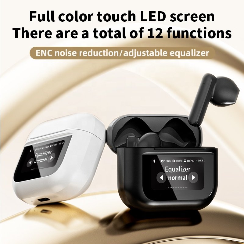 Original Factory YX28 ANC+ENC Wireless Earphones LCD Full Color Touch Screen Active Noise Reduction Earbuds TWS Audifonos yx28