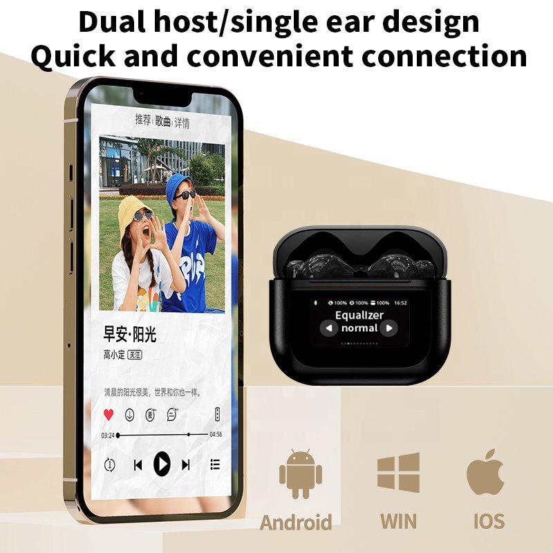 Original Factory YX28 ANC+ENC Wireless Earphones LCD Full Color Touch Screen Active Noise Reduction Earbuds TWS Audifonos yx28