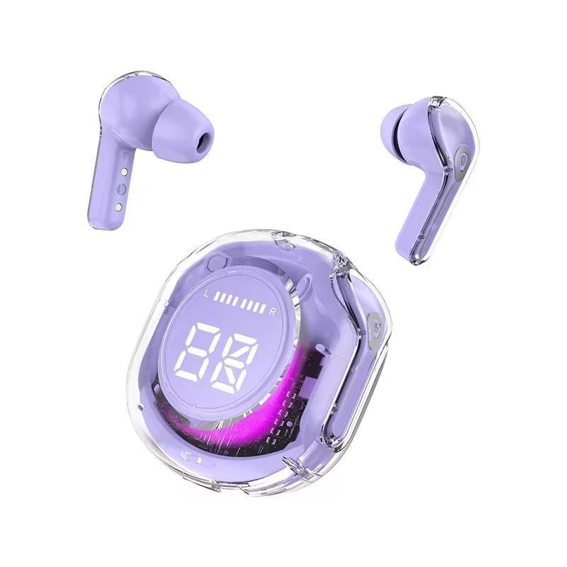 air31 air39 high quality headset with cheap price crystal earphone headphone digital display IPX4 earbuds breathing light