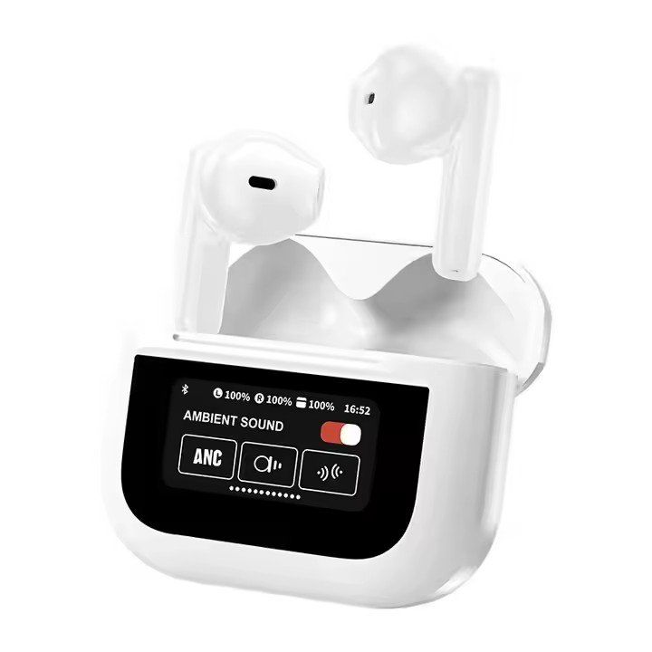 New Arrival colour touch screen tws ture BT wireless earbuds anc noise cancelling audifonos stereo sport game earphone