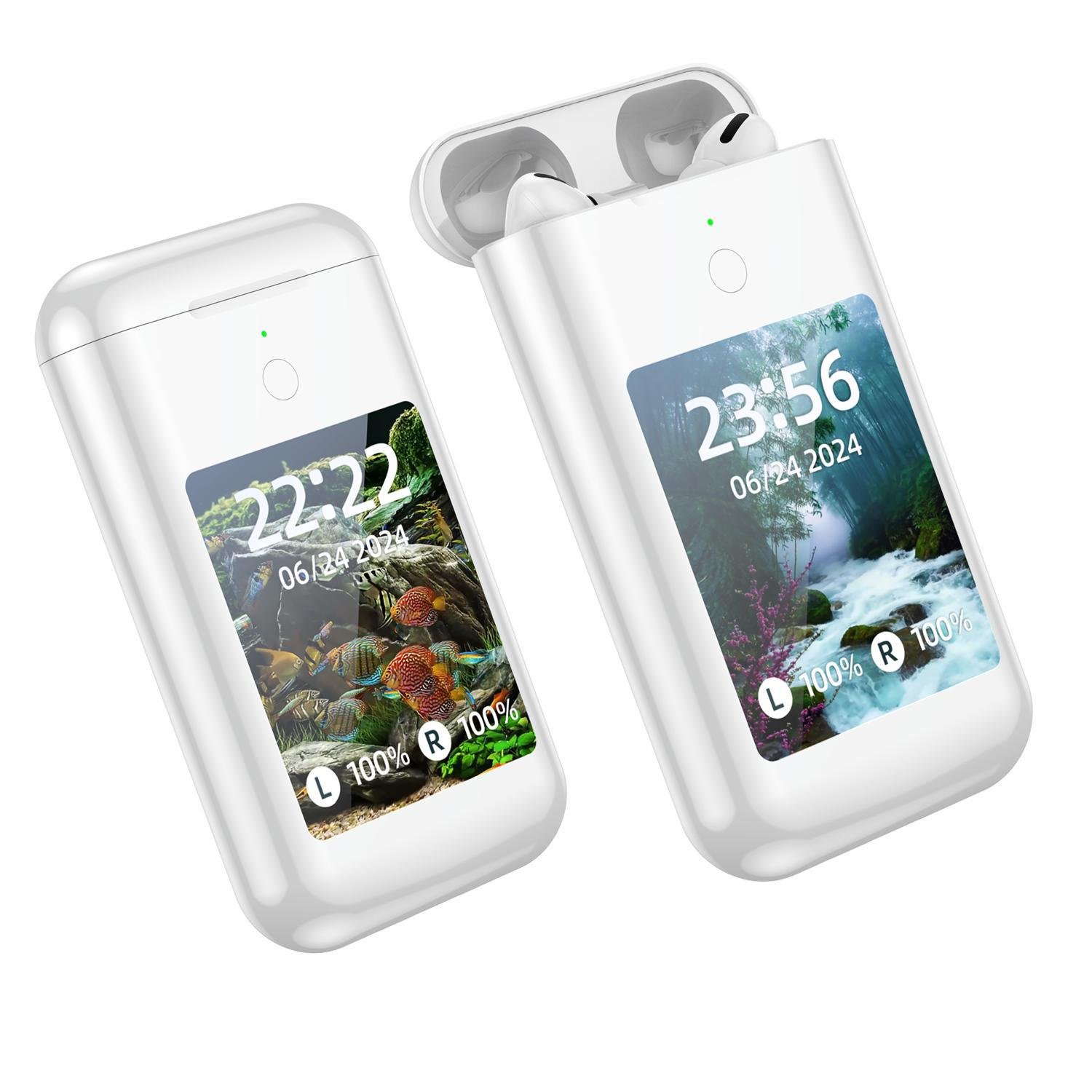 3 in 1 Power Bank headphones Mirror-LED Shell Tws Earbuds Intelligent Digital Display Wireless Earphones Headphones Headsets