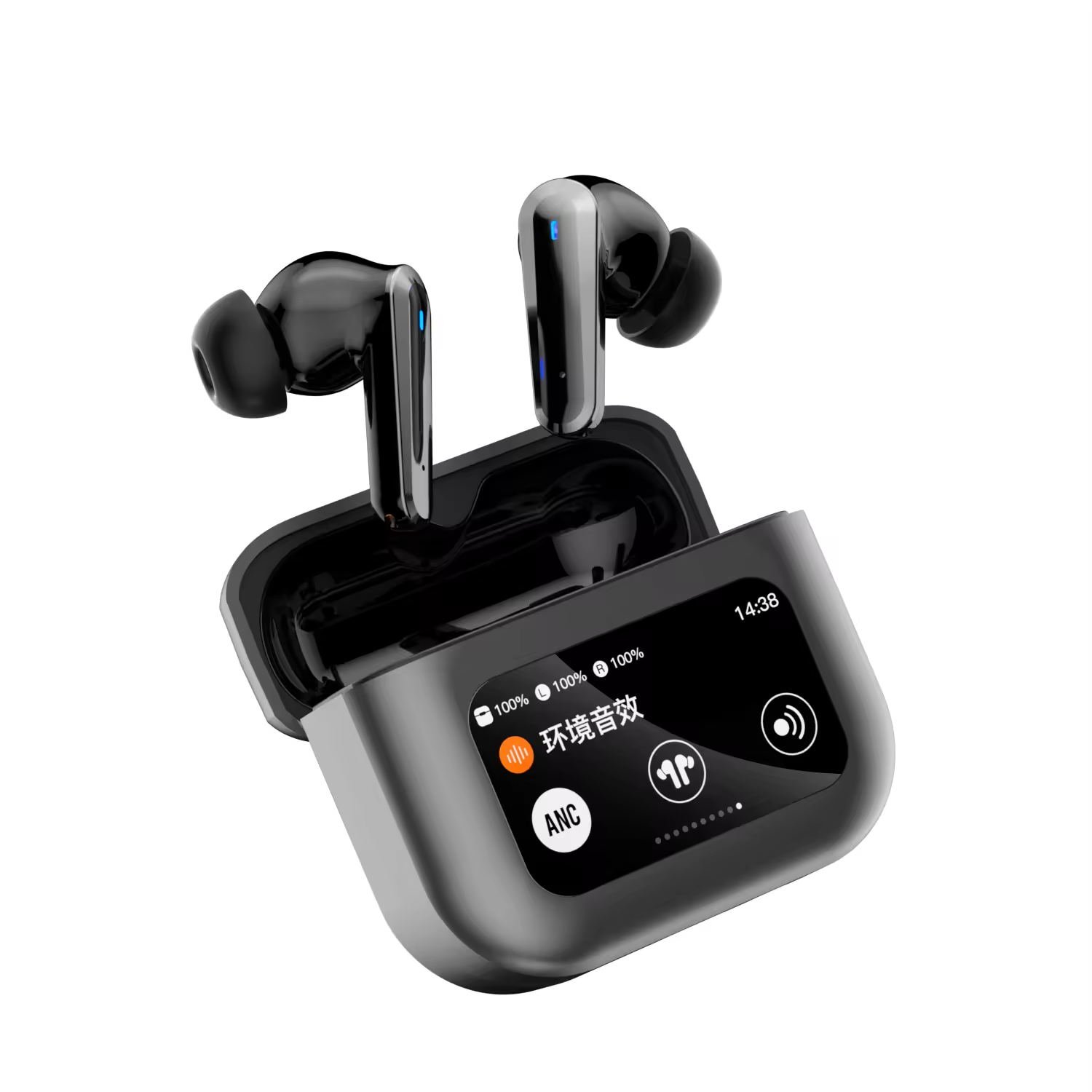 TWS Wireless BT Touch Screen Q30 Headphones LCD Digital Display Hifi Stereo Top ANC Noise Canceling Earbuds