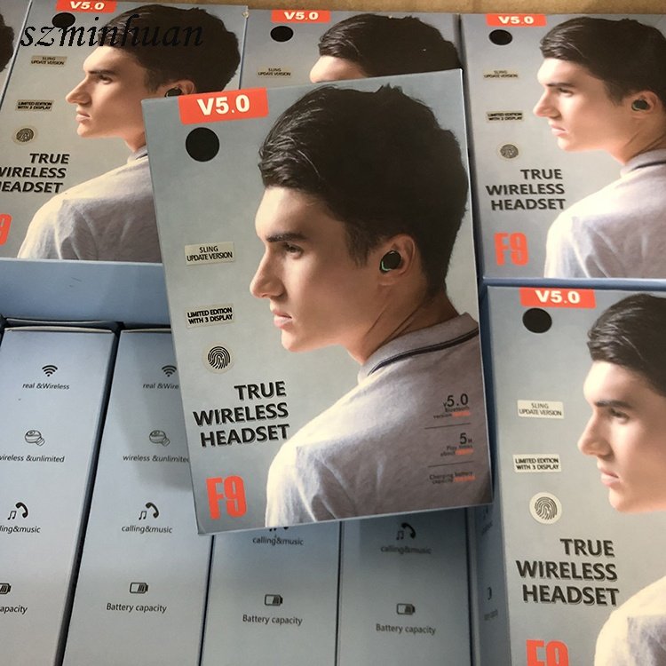 2021 Factory Price F9 Tws Wireless Earphones Powerbank Power LCD Display F9 Earbuds Wireless Headphones