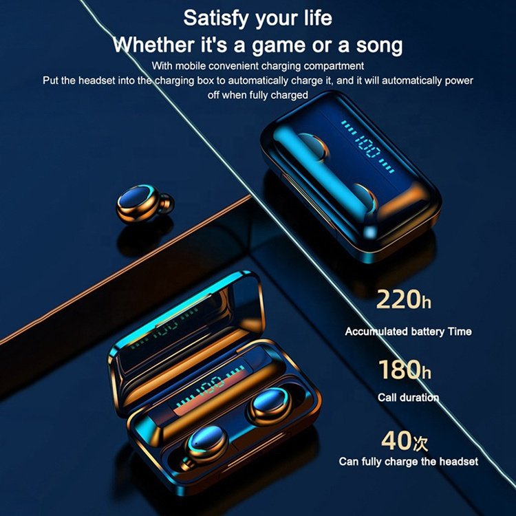 2021 Factory Price F9 Tws Wireless Earphones Powerbank Power LCD Display F9 Earbuds Wireless Headphones