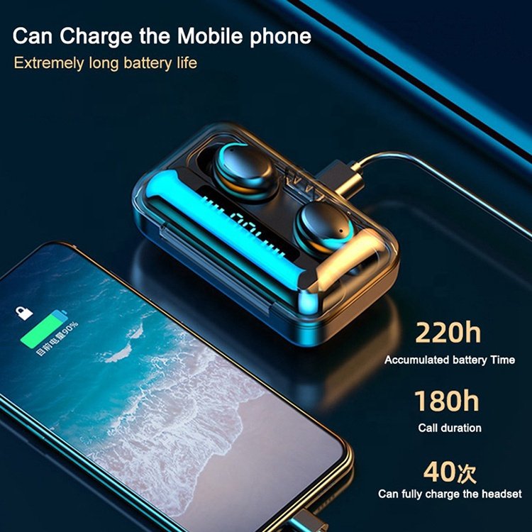 2021 Factory Price F9 Tws Wireless Earphones Powerbank Power LCD Display F9 Earbuds Wireless Headphones