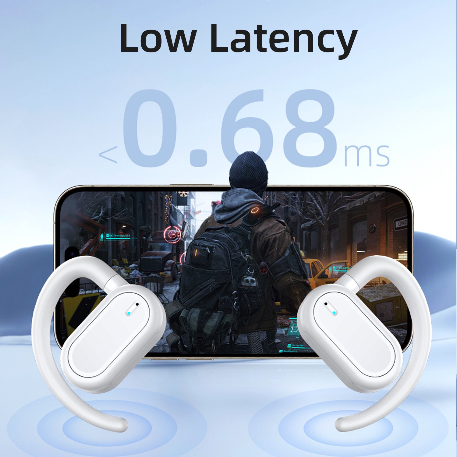 TW100 TWS True Wireless Earphone V5.3 On-ear Headset Gaming Bluetooth Sports Headphone TWS Earbuds