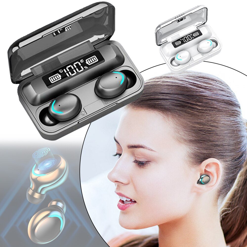 F9 5C Wireless Bluetooth Headphones Tws Waterproof Earbuds Earphones Digital Display Headset Large Capacity Charging Case