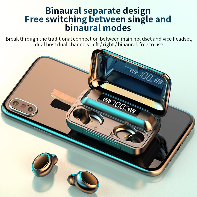 F9 5C Wireless Bluetooth Headphones Tws Waterproof Earbuds Earphones Digital Display Headset Large Capacity Charging Case