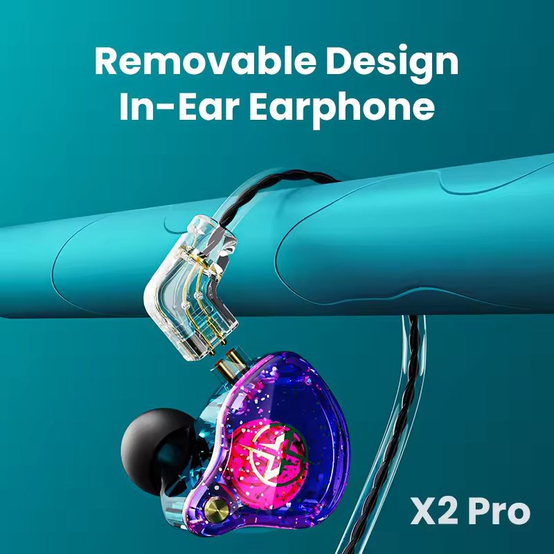 High Quality X2 Pro 3.5mm Detachable Cable Metal Monitor In-Ear Wired Earphone Headphones Gaming Sports Headset Dynamic Earbuds