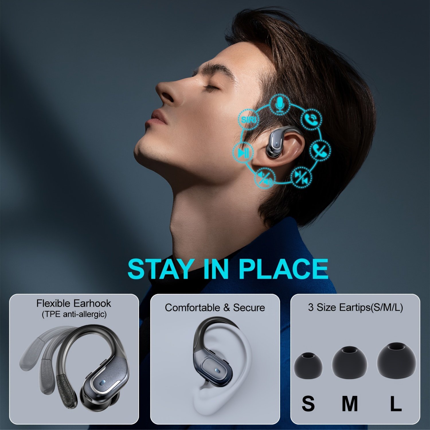 2024 New Arrival Noise Canceling Sports Wireless Earphones Gaming Waterproof Sports Hanging Ear Earbud Wireless TWS Headphone