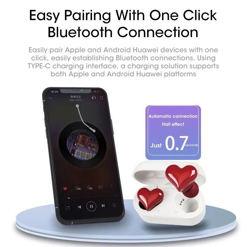 Trending 2024 New Arrivals Waterproof TWS Earbuds for Apple Xiaomi Noise Cancelling In-ear Headphones Heart Wireless Earphones