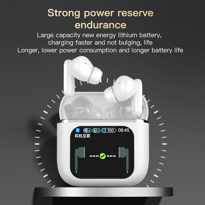 New Arrival SE60 TWS with Smart Display HD Touch Screen Earphones ANC & ENC Noise Reduction Wireless Earbuds In-ear Headphones