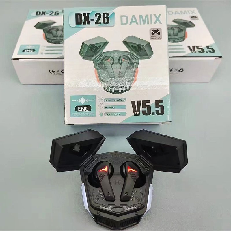 Factory DX26 TWS Earphone Wireless Gaming Headset Earbuds Noise Cancelling Headphone Stereo Sound Music In-ear earphones DX-26