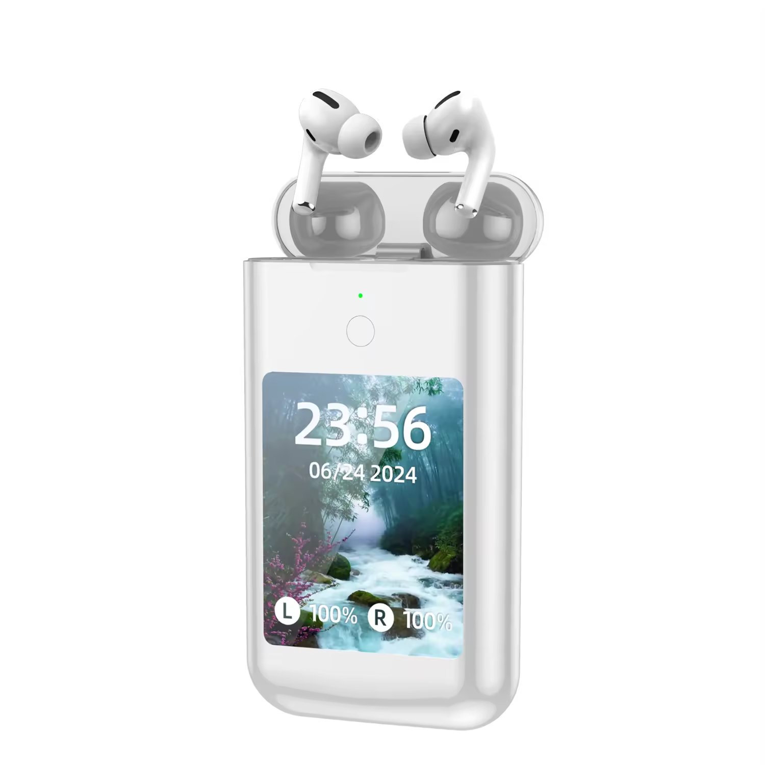 Newest TF20 BOX TWS with 2.8 inch HD Touch Screen 8000mah power bank Earphones ANC & ENC Noise Reduction Wireless Earbuds I