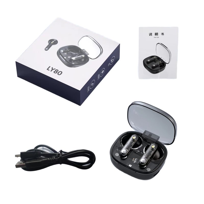 Transparent Wireless TWS Blue tooth Earphone Earbud Wireless Earphone Earbuds In-Ear Headphones Earphone Blue tooth Earbuds LY80