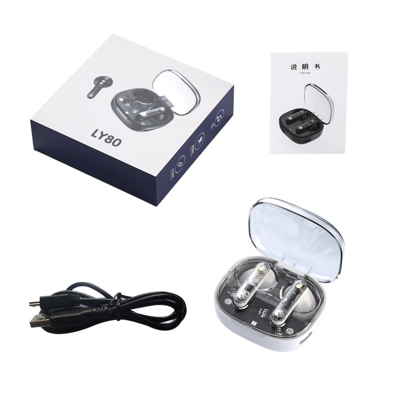 Transparent Wireless TWS Blue tooth Earphone Earbud Wireless Earphone Earbuds In-Ear Headphones Earphone Blue tooth Earbuds LY80