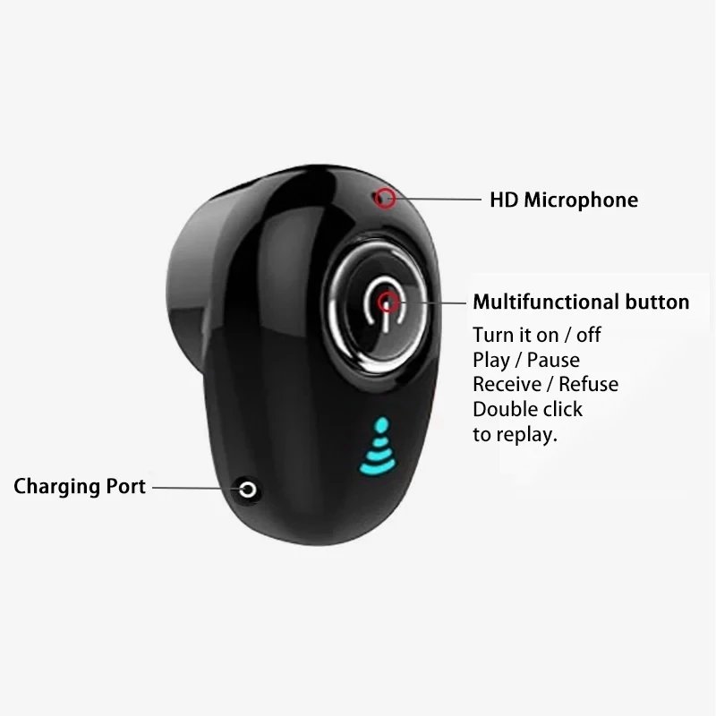 New Mini Headset S650 Blue tooth Single-Ear in-Ear headphone Wireless Stereo Sports Music Business Model tws wireless earphones