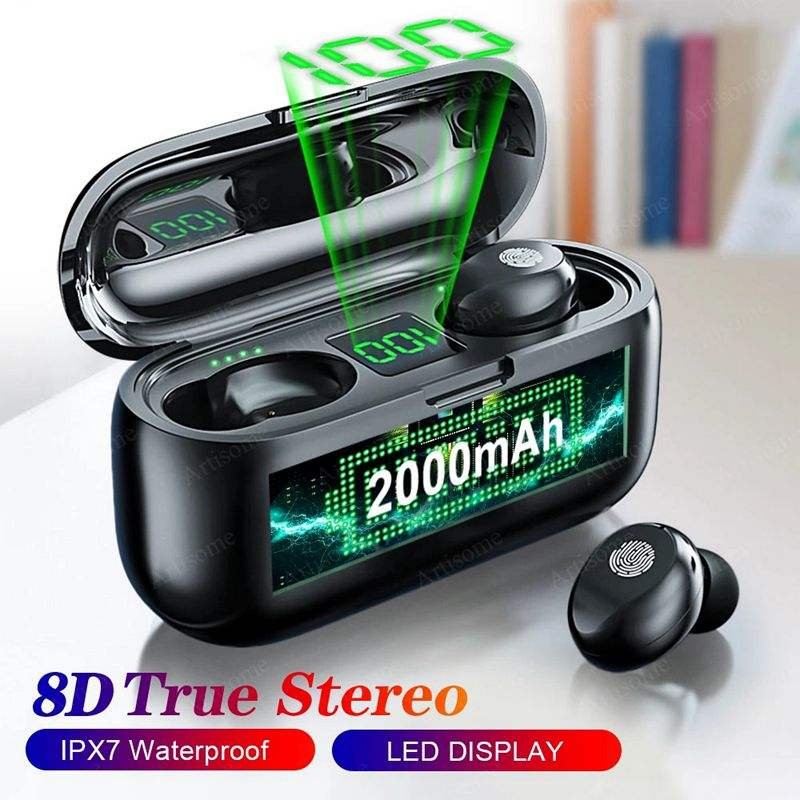 Cheapest F9 TWS IPX7 earbuds Automatic connection ecouteur Wireless BT Touch Earbuds noise cancelling In-ear earphone