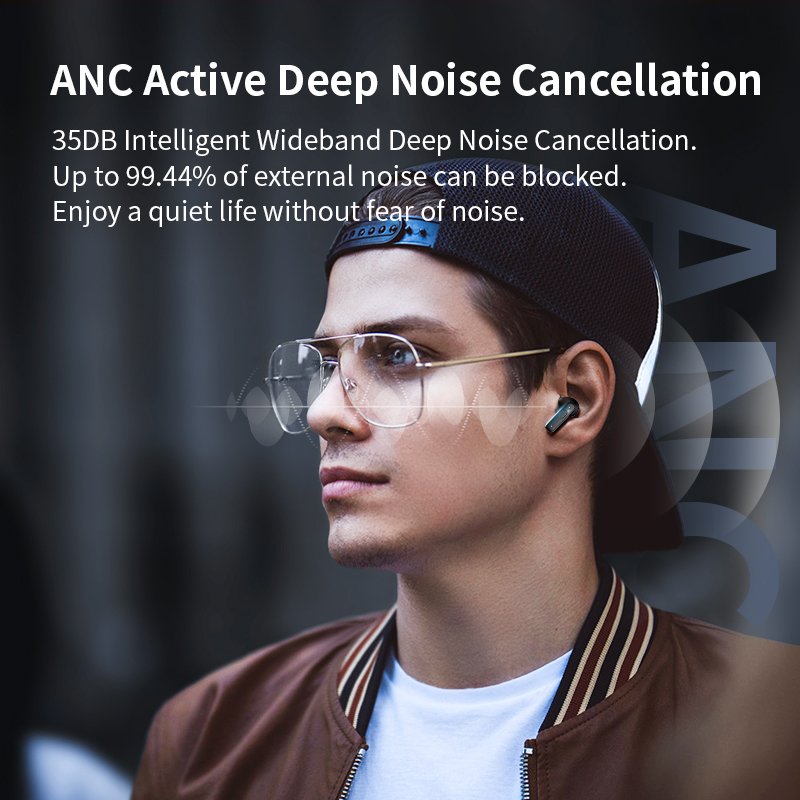 2024 new Wirelesses headphone ANC active noise cancelling earbuds IPX4 LED touch screen waterproof wireless earphone