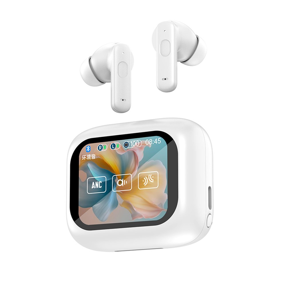 2024 new Wirelesses headphone ANC active noise cancelling earbuds IPX4 LED touch screen waterproof wireless earphone